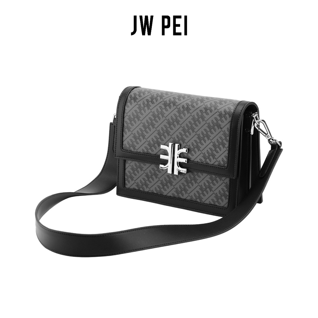 【JW PEI】 FEI系列 迷你翻蓋包 - 暗夜黑 - 女士 包包 單肩包 斜背包 斜挎包 小方包 素皮 女包