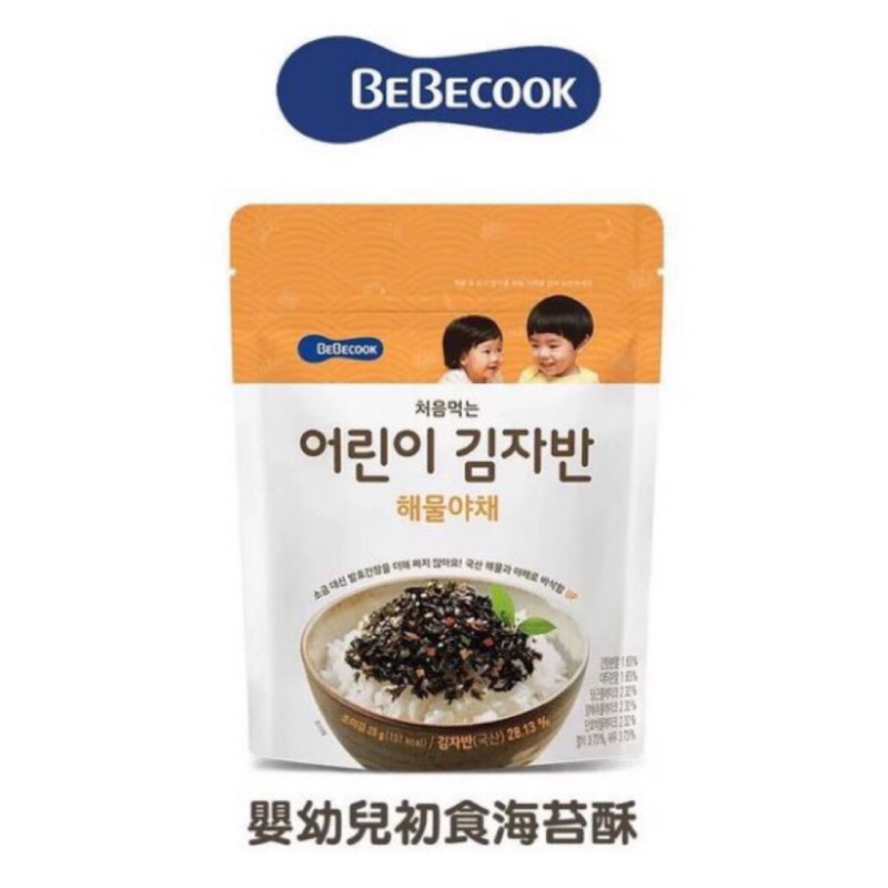 韓國BEBECOOK寶膳_智慧媽媽 12m+ 嬰幼兒初食原味海苔酥 蔬菜海味海苔酥(25g)