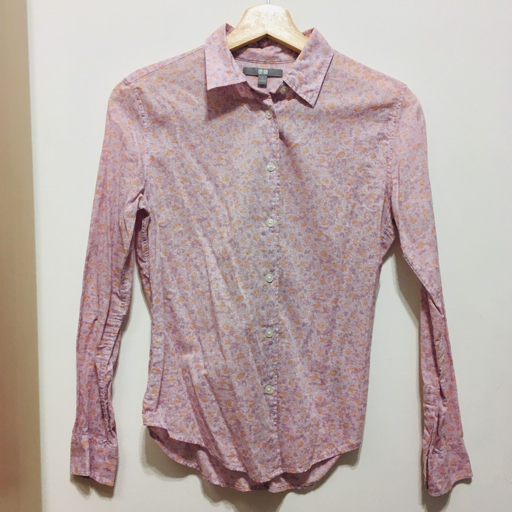 夏日限時優惠 Uniqlo 粉紫色花襯衫 夏天小外套