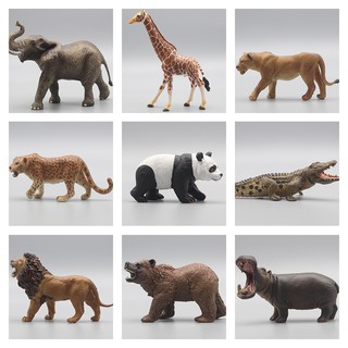 【現貨】新奇科教趣味玩具 兒童野生動物模擬模型 棕熊 獵豹 熊貓 大象 河馬 長頸鹿 獅子 鱷魚 擺件套裝 早教認知禮物