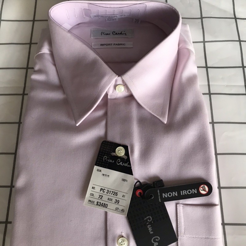全新皮爾卡登長袖襯衫15.5（39號） 100%瑞士精梳棉 淡粉色系