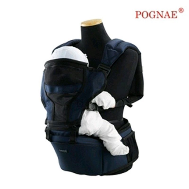 （已保留）韓國POGNAE SMART三合一坐墊型背巾《深牛仔藍》