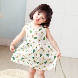 夏季新款韓版女童洋裝小清新印花棉質兒童背心裙