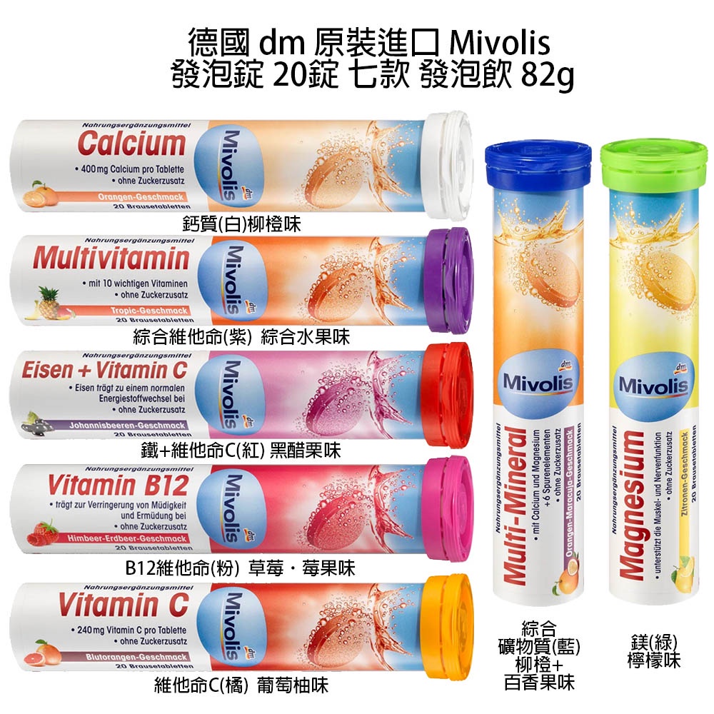 福利品 惜福索取 德國 DM mivolis / Rossmann 發泡錠 20錠 口味隨機出