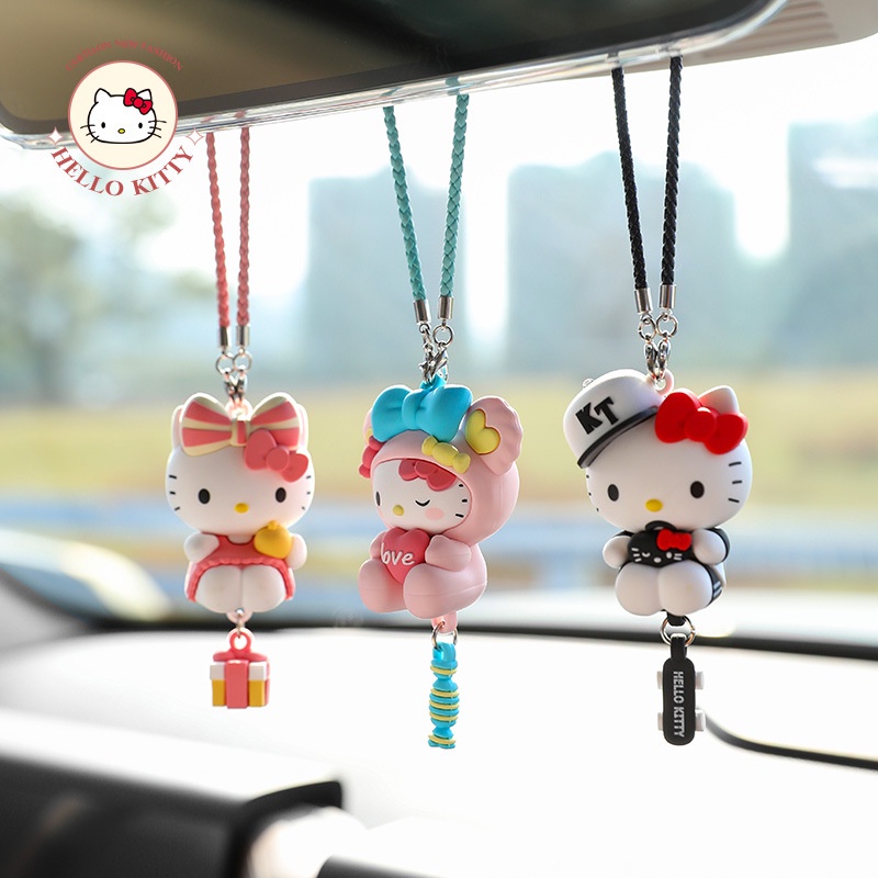 Hello Kitty 汽車吊墜女孩的可愛汽車後視鏡裝飾裝飾品