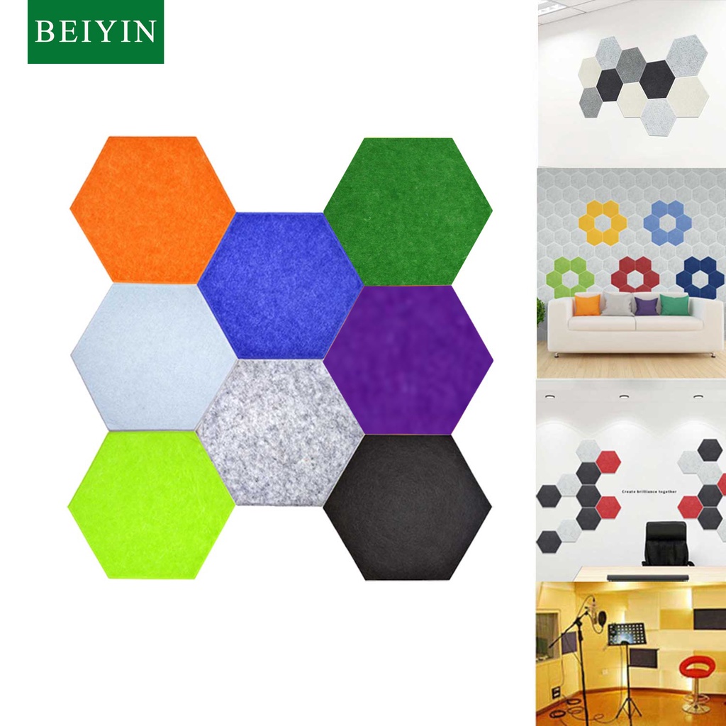 Beiyin 12 件裝六角聚酯纖維隔音板隔音墊,用於牆壁裝飾傢庭辦公室工作室的吸音隔音墊 14x12.2x0.35 英