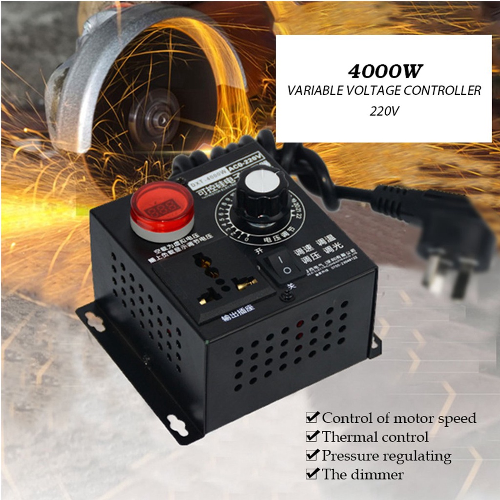 Ac 4000W 220V 可變電壓調節器降壓轉換器變壓器電機速度風扇控制