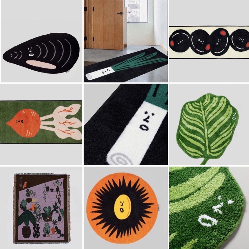 韓國文創 設計師品牌 tukata 農場蔬菜 青蔥地墊 室內墊 地墊 地毯 蛤蜊 海膽 手工地墊 文蛤 Tukata地毯