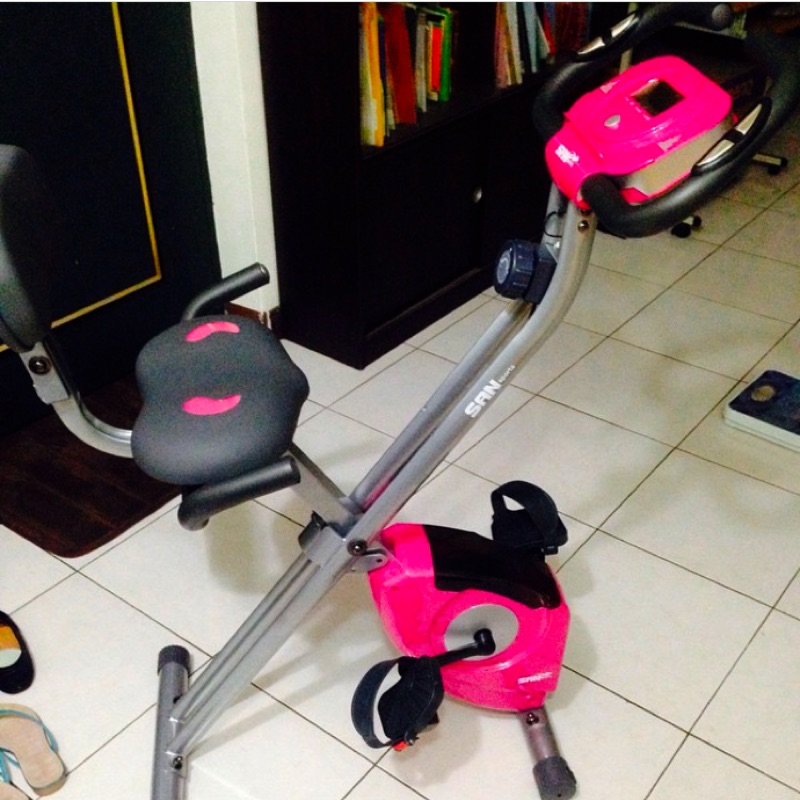 【SAN SPORTS 】飛輪式磁控健身車 (超大座椅+舒適椅背)室內折疊腳踏車.摺疊美腿機