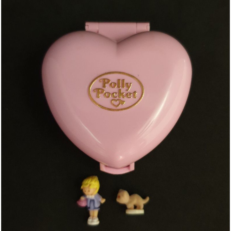 Polly Pocket 粉紅愛心貓咪寶盒 芭莉口袋娃娃 口袋芭比