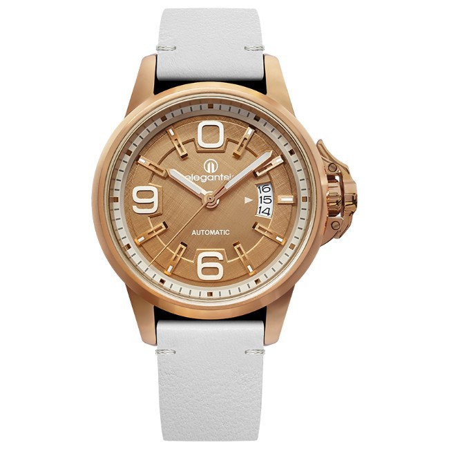 elegantsis 傑本尼氏 ELJT55A-NR04LC 低調奢華風格機械腕錶/金面 44mm