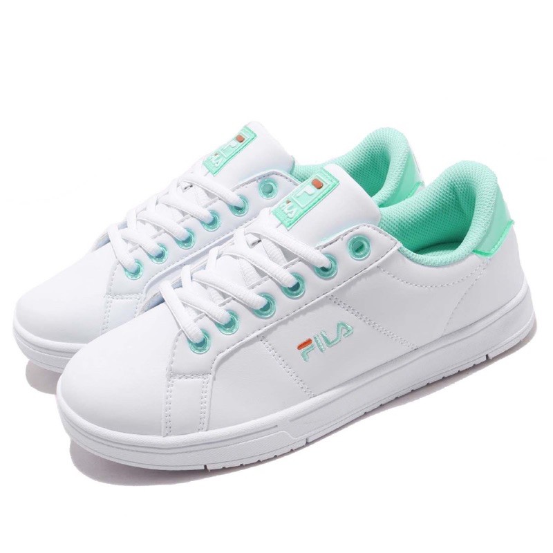 全新轉賣-FILA韓風綁帶款復古款水綠色休閒小白鞋/板鞋（23號）