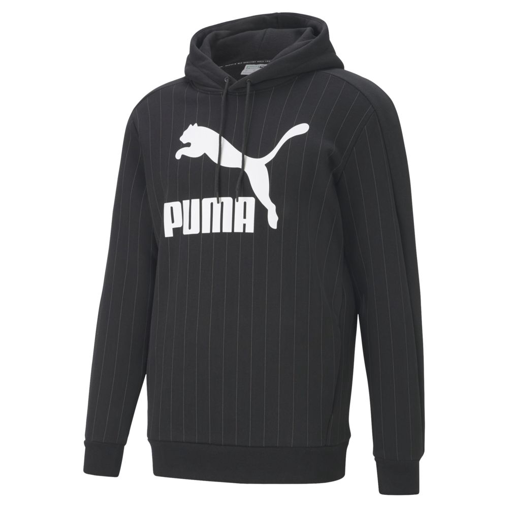 PUMA 流行系列Pinstripe 男長厚連帽T恤 53017901 黑
