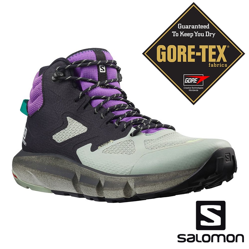 【SALOMON 法國】男 PREDICT HIKE GTX 中筒登山鞋『黑/海洋灰/皇家紫』414610