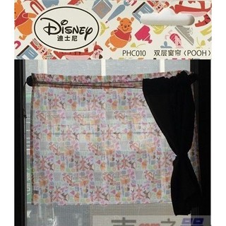 車之嚴選 cars_go 汽車用品【PHC010】NAPOLEX Disney 小熊維尼家族圖案車用雙層遮陽窗簾(2入)