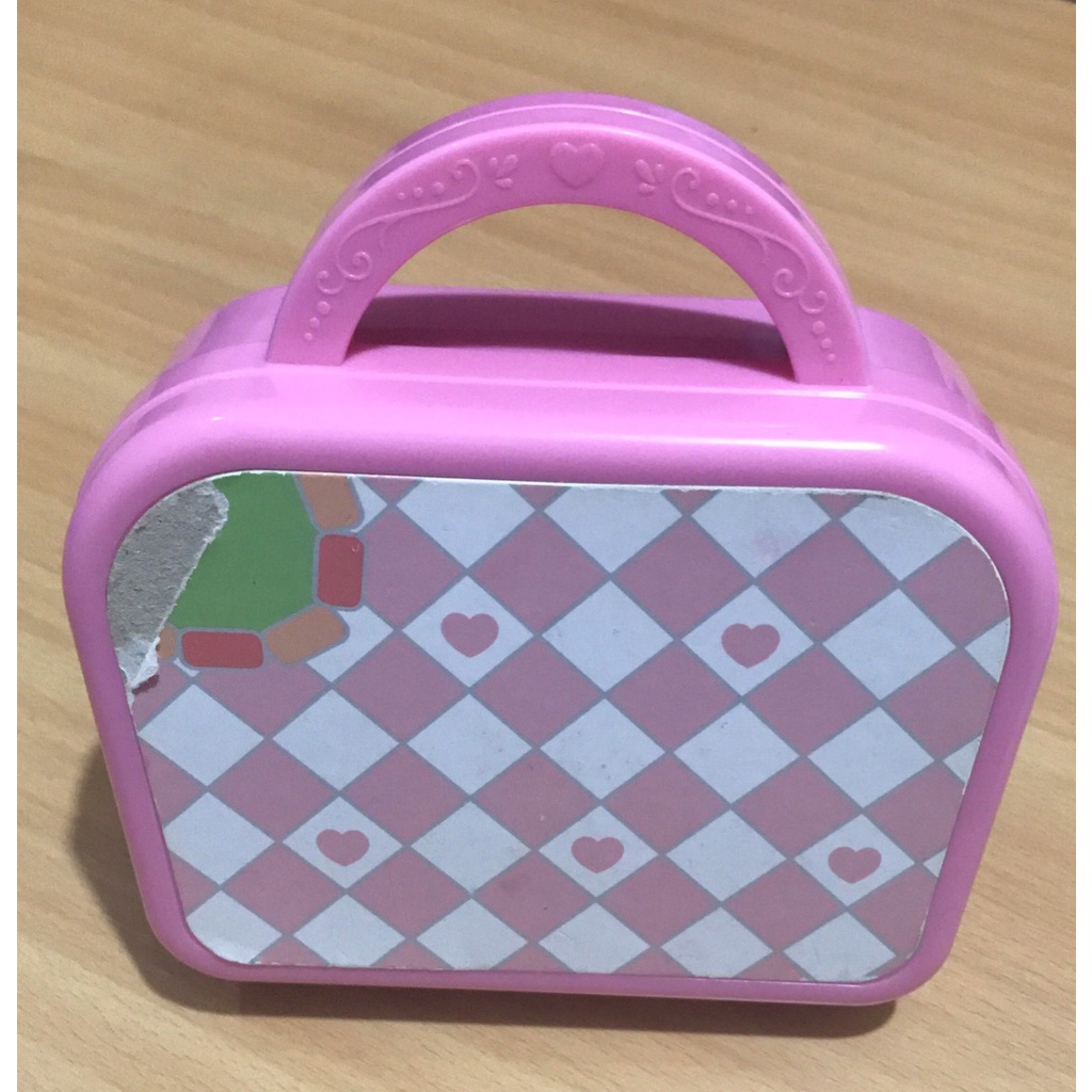 粉紅色 行李箱 收納盒  (貼紙脫落)  尺寸約:13*6   (5)
