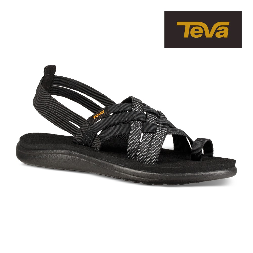 【TEVA】女 Voya Strappy 交叉織帶夾腳涼鞋/雨鞋/水鞋-黑灰 (原廠現貨)