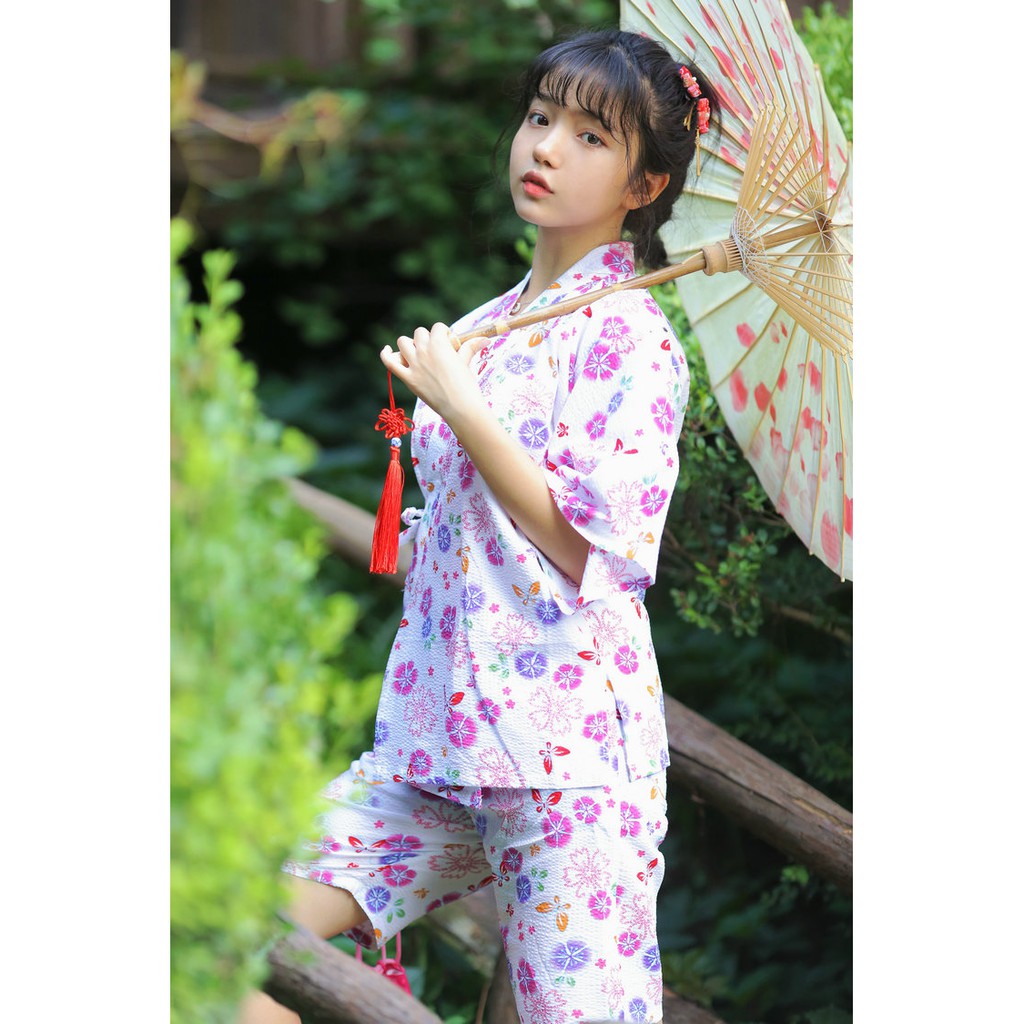 Pinklovejapan 全新日本購回 正品純棉短袖浴衣甚平家居服休閒服夏季女性大人 蝦皮購物