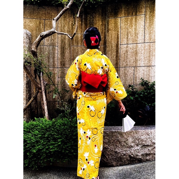 日本和服 高級品稀有色系金魚浴衣純棉芥末黃新品稀有色系 蝦皮購物