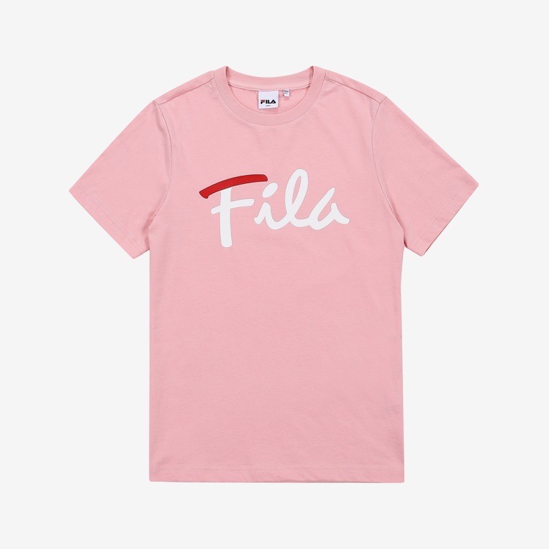 正品🇰🇷FILA korea Logo草寫粉色短袖T恤 M