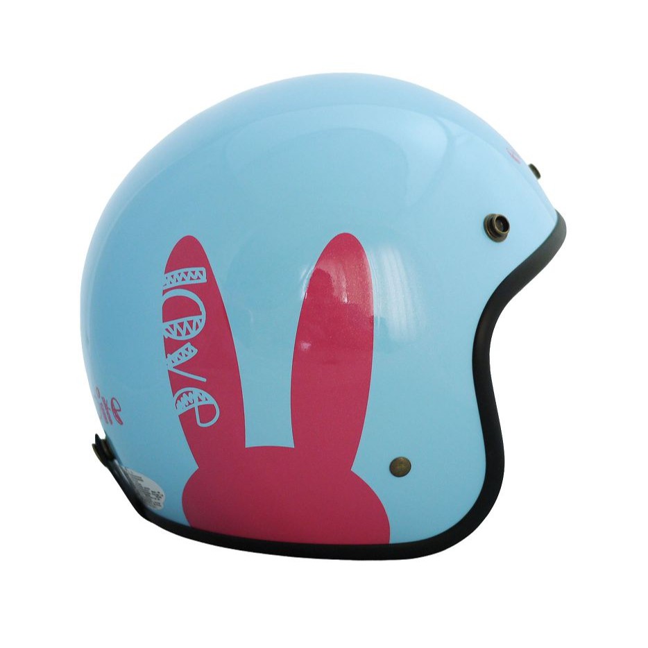 EVO 安全帽 N CA-309 復古帽 LOVE兔 水藍色 半罩 半拆洗 卡通圖案 正版授權