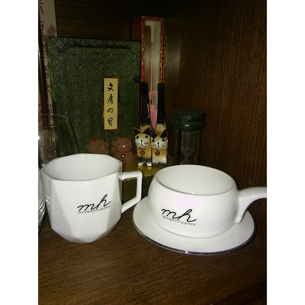 絕版摩卡雙白瓷咖啡杯和日本銀之鐘咖啡杯組和迷你咖啡杯組 絕配造型 具收藏價值