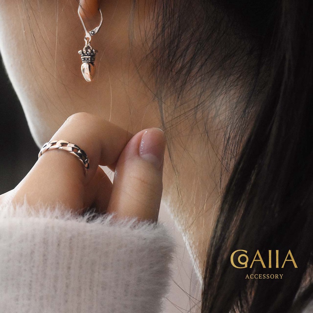 GAIIA S925純銀。愛心王冠。耳針式耳環 | ESL013LU 單只