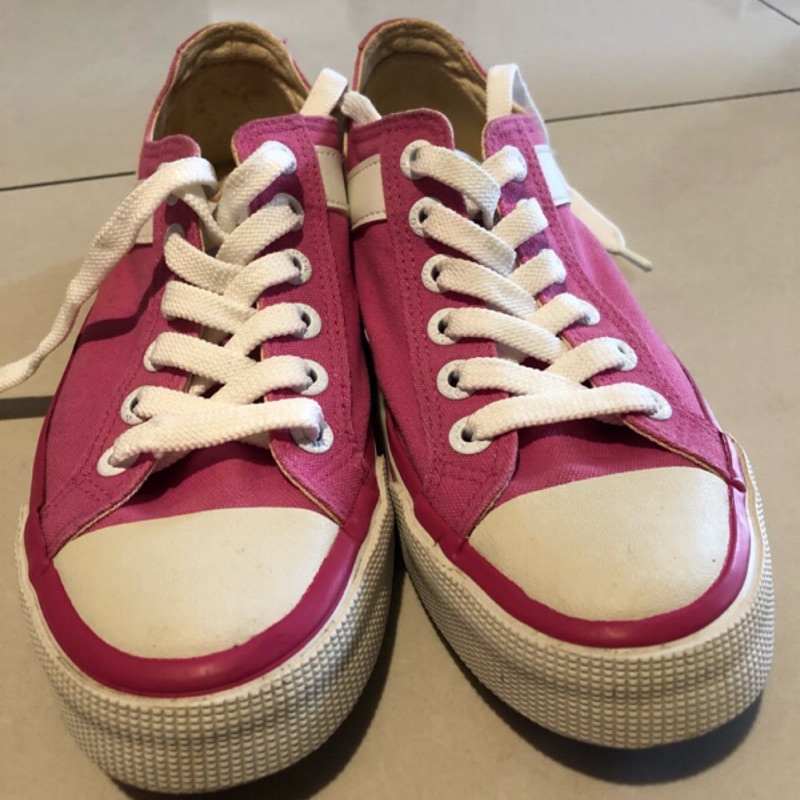 二手【PONY】尺寸23.5 桃色帆布鞋