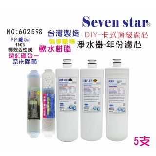 OCEAN濾心卡式PP綿質活性炭濾心套裝組  濾心 RO機 淨水 貨號 602598 Seven star淨水網