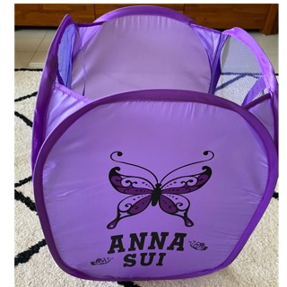 ANNA SUI 安娜蘇 紫色經典Logo 圖騰置物籃（可折疊）