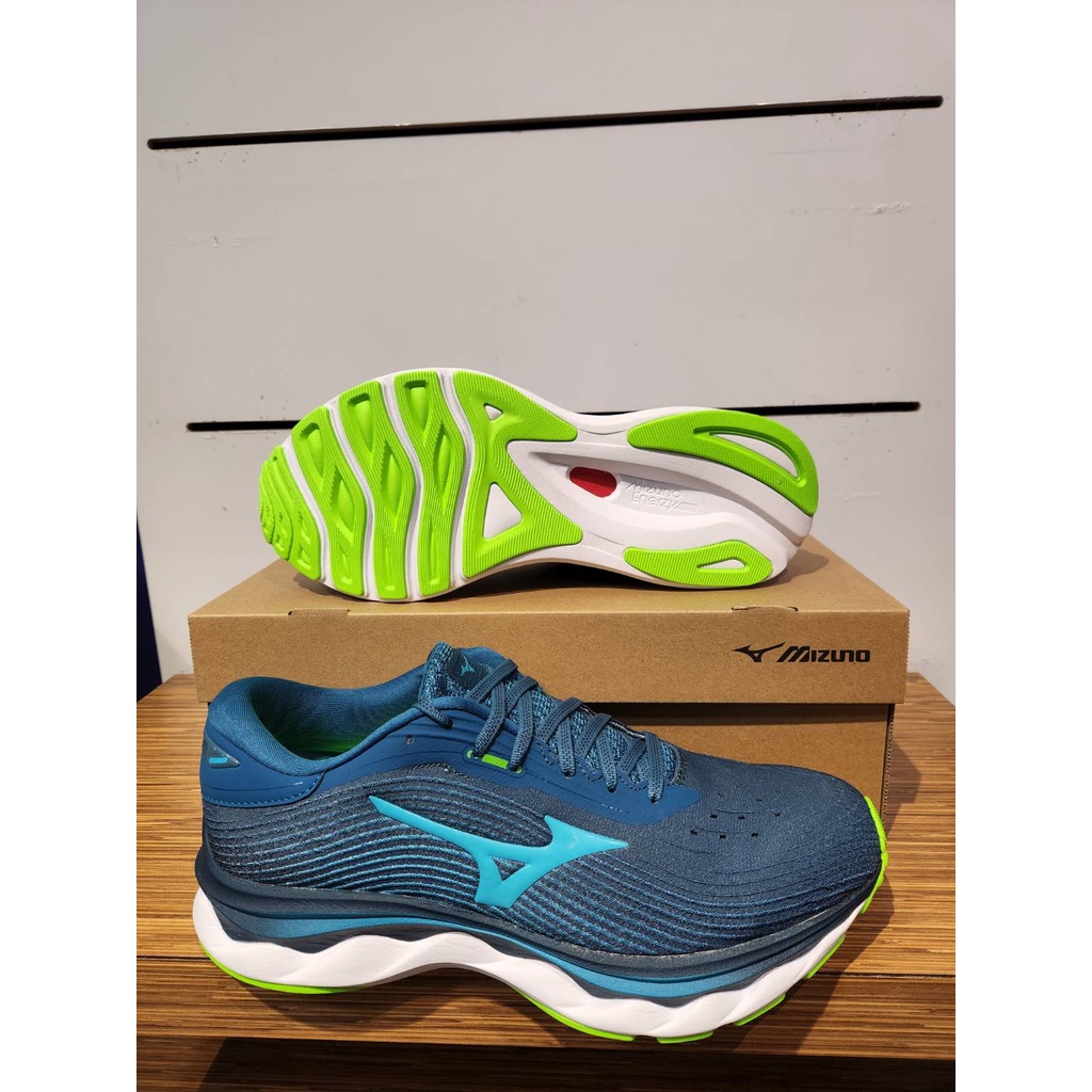 【MIZUNO】WAVE SKY5 男款慢跑鞋 一般型 回彈 舒適 柔軟 藍色 - J1GC21022