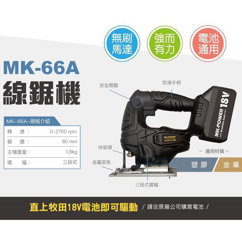 【玖家五金】MK-POWER MK-66A 無刷線鋸機 附刀片 鋰電線鋸機 18V 適用於牧田鋰電池