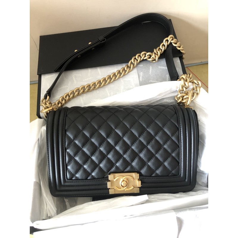 Chanel boy25 牛皮霧金