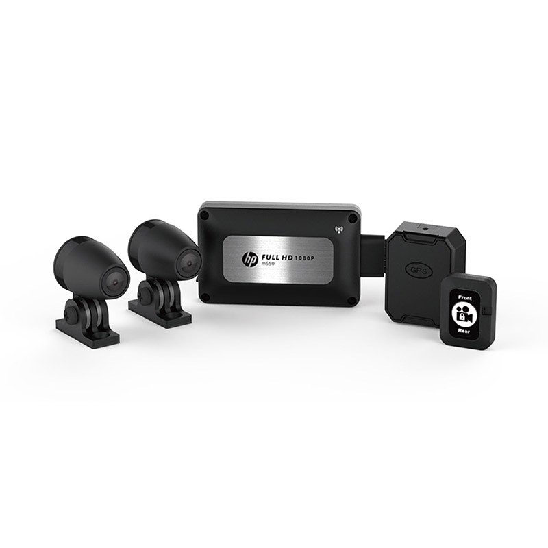 【HP惠普】Moto Cam m550 高畫質數位 雙鏡頭機車行車紀錄器(抗躁+GPS+WiFi)-內附64G卡廠商直送