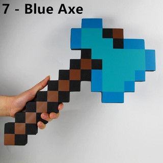 兒童玩具minecraft 藍色灰色鑽石劍pickaxe 斧頭鏟eva 武器 蝦皮購物
