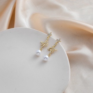 耳環 飾品 耳飾 82062 925銀針韓國星空鑲鉆珍珠氣質網紅氣質耳釘耳飾女GB507 衣時尚