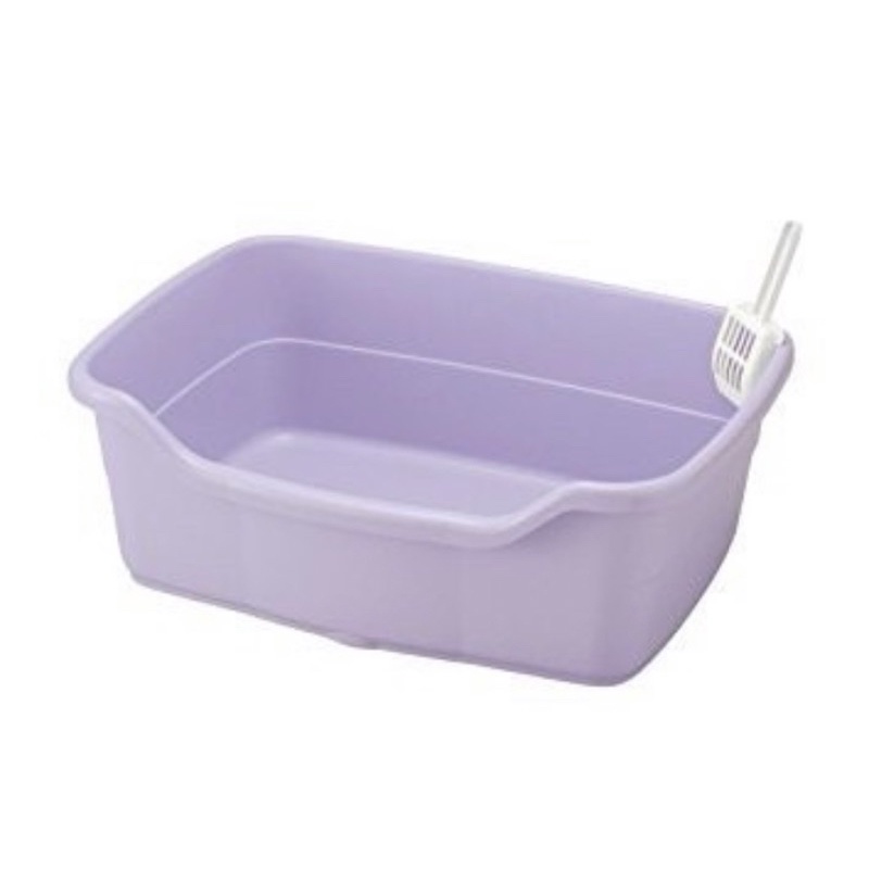 二手-日本 Richell Corole 卡羅方型貓便盆無上蓋(大)粉紫色貓砂盆 貓廁所
