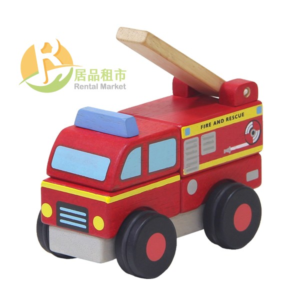 【居品租市】※專業出租平台 - 嬰幼玩具※  mentari 木頭玩具 立體積木消防雲梯車
