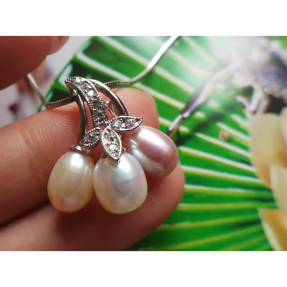 日本珍珠~頂級黃金 +白+玫瑰金 三色珍珠 墬子 項鍊