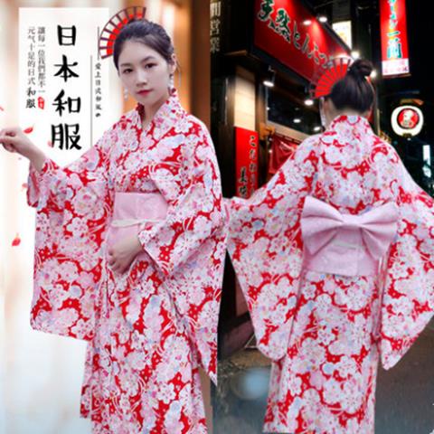 阿里山專櫃 日本傳統正裝浴衣櫻花棉麻振袖和服女日系家居服套裝花火大會cos 蝦皮購物