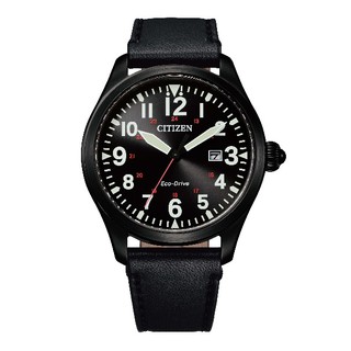 CITIZEN 星辰 BM6835-23E Eco-Drive 百搭時尚光動能腕錶 /皮帶款 黑面 42mm