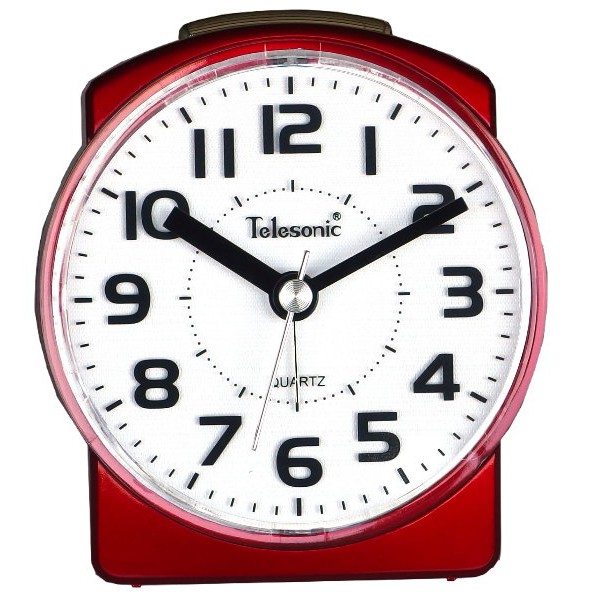 Telesonic/天王星鐘錶 現代鬧鐘火紅色 靜音機芯 貪睡功能