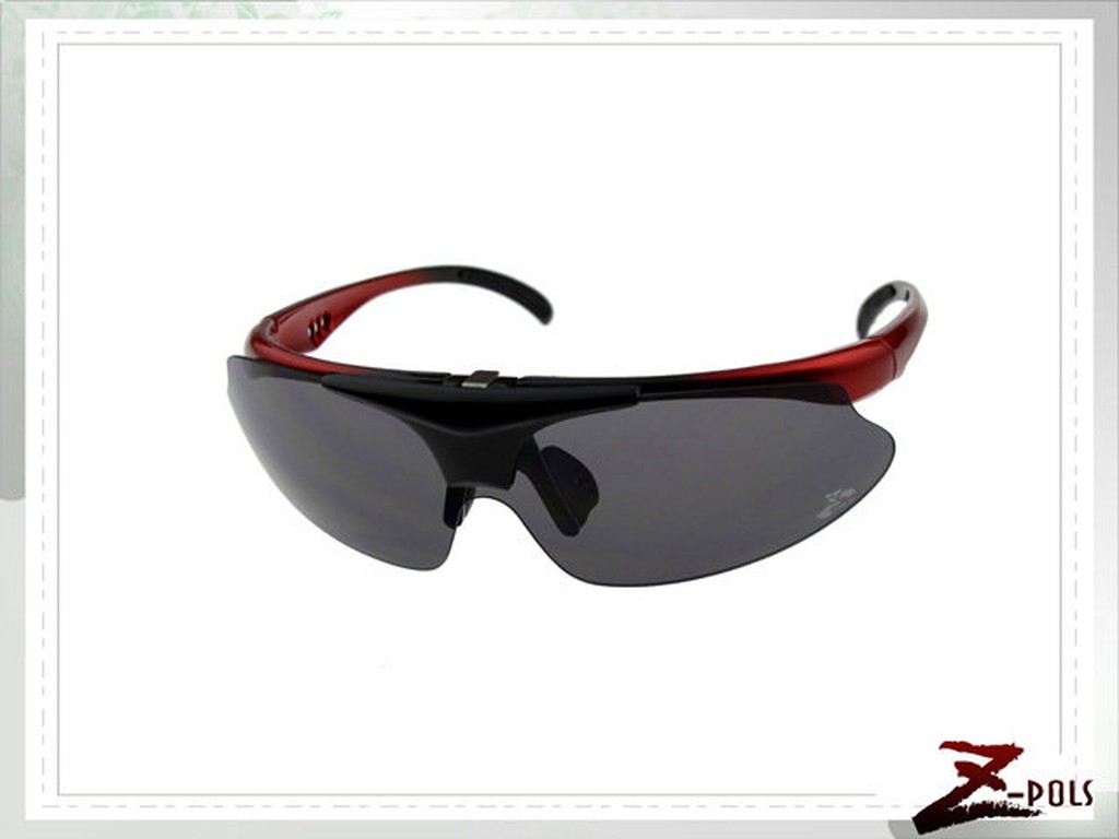 【Z-POLS三代進化式可掀款 】強化型黑紅漸層多功能抗UV頂級運動眼鏡，加碼贈偏光鏡！