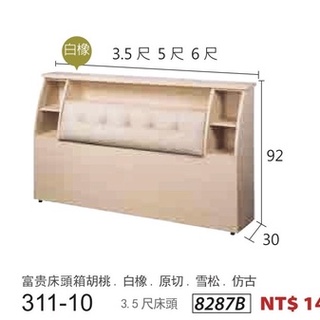 【全台傢俱】TY-23 富貴(軟墊) 3.5尺 / 5尺 / 6尺床頭箱 (5色可選) 可加購USB插座