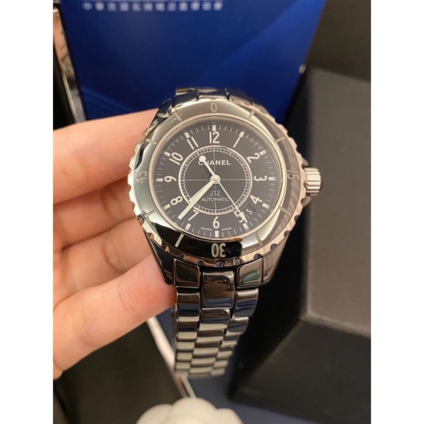 保證專櫃真品 9成新‼️附真品證明 Chanel J12 38mm 黑色 自動機械腕錶