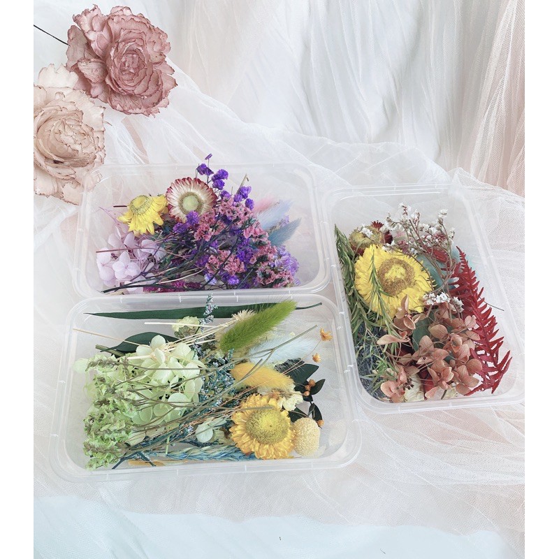 花開四月不凋花乾燥花盒裝 乾燥花材料手作diy 香磚蠟燭浮游花小花束 蝦皮購物