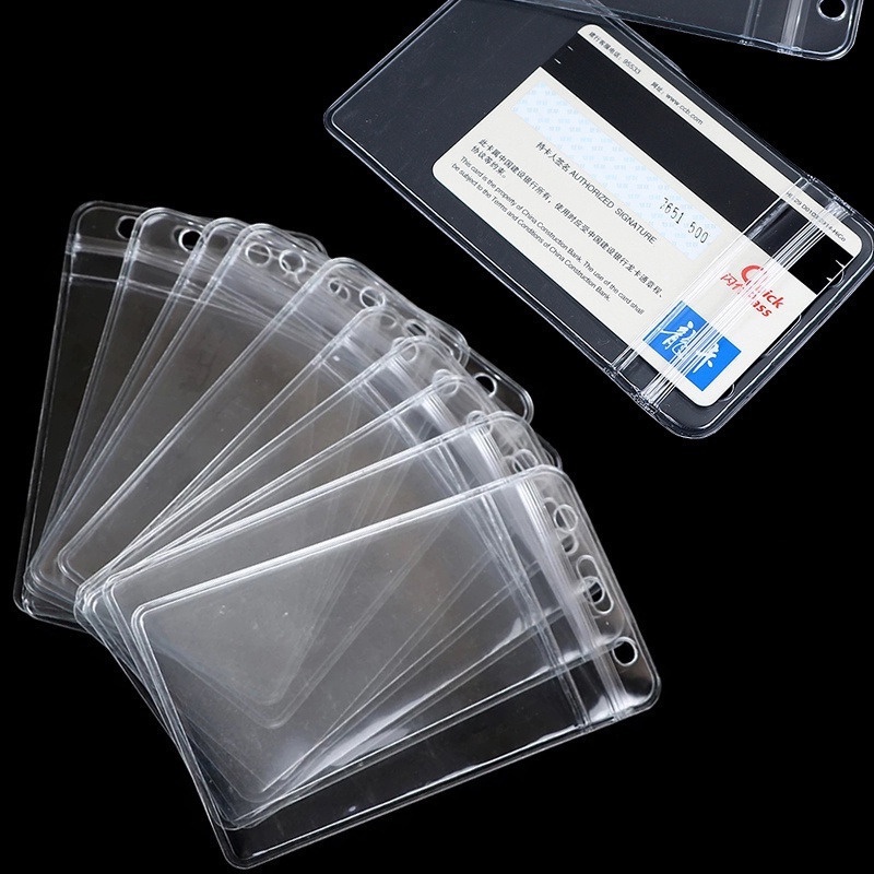 1 / 5pcs 垂直透明 PVC ID 卡夾 / 信用卡護照卡袋 / 防水可密封拉鍊類型