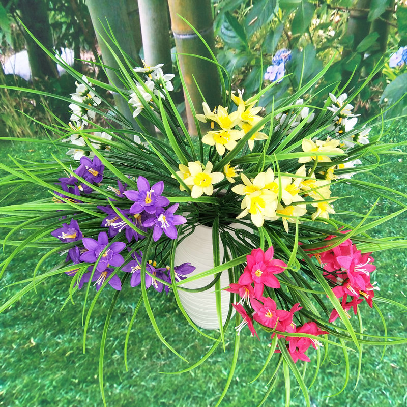 21頭水草水仙人造花家居裝飾擺件絹布假花仿真綠植批發 蝦皮購物