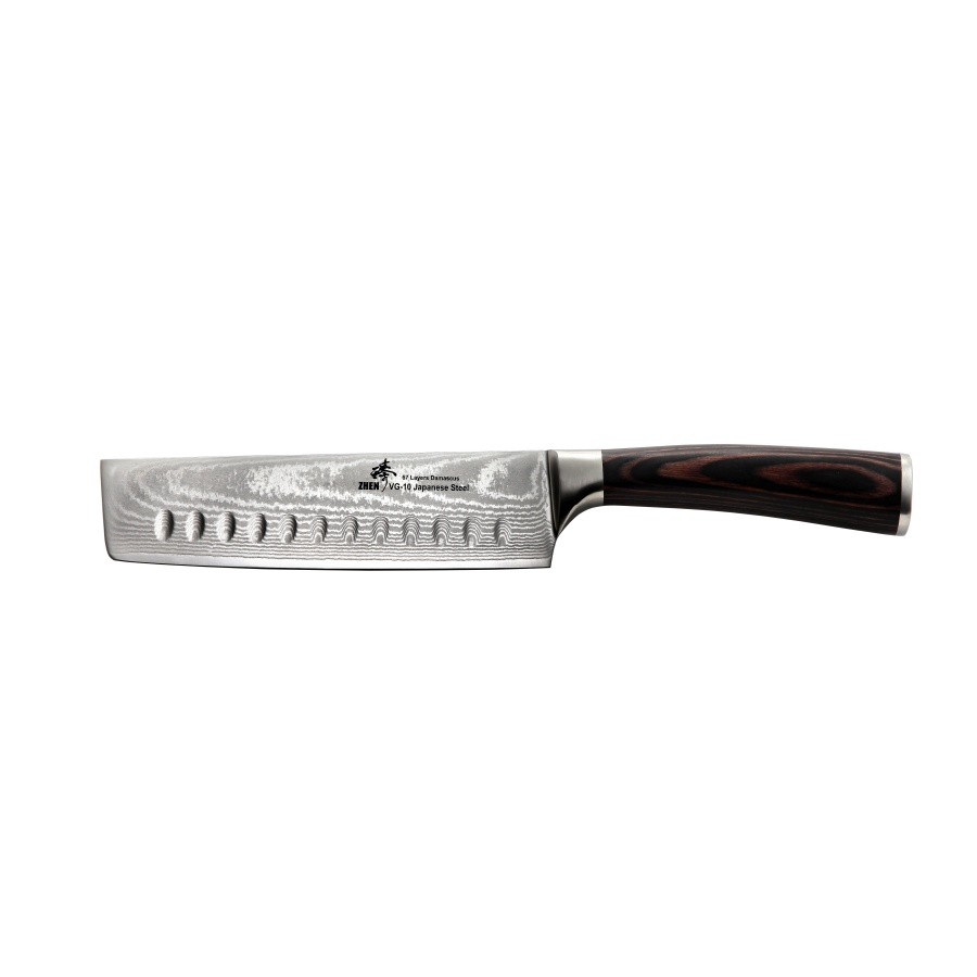 《Zhen 臻》170mm (VG10)鋼 日式切菜刀 - 黑檀木柄 ~ 日本進口67層大馬士革鋼