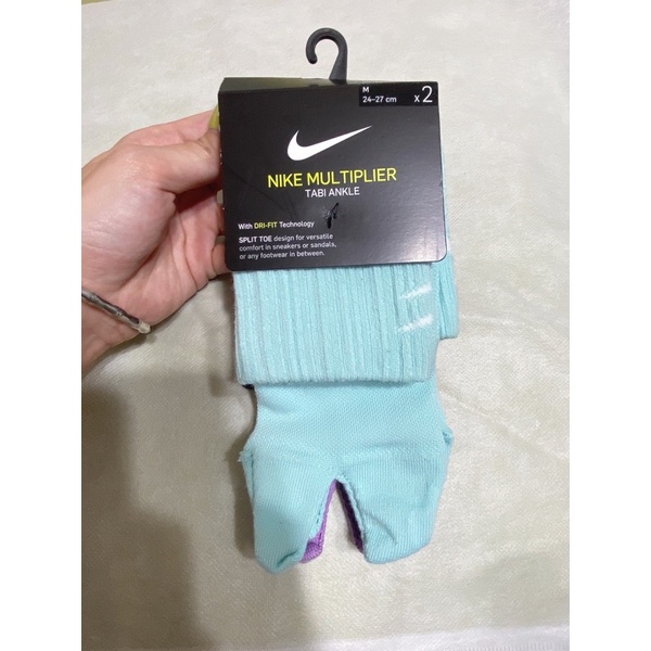 全新現貨 Nike 分趾襪 搭配 忍者鞋 兩雙一組 淡藍 粉紫 共兩雙 官網購入